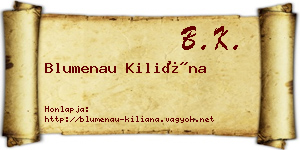Blumenau Kiliána névjegykártya